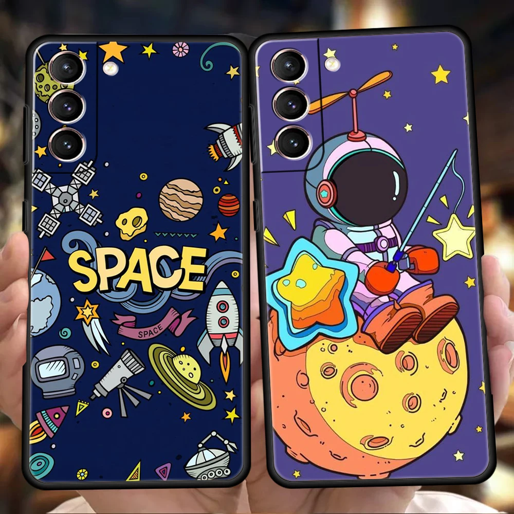 

Cartoon Astronaut Phone Case For Samsung Galaxy S22 S20 S21 FE Note 20 10 Ultra S10 S10E S9 S8 M21 M22 M31 M32 Plus 5G Cover Bag