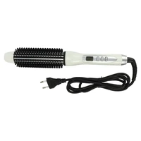 professional ceramic hair curler straightener hot heat comb electric lcd hair brush curling comb round large roller waver