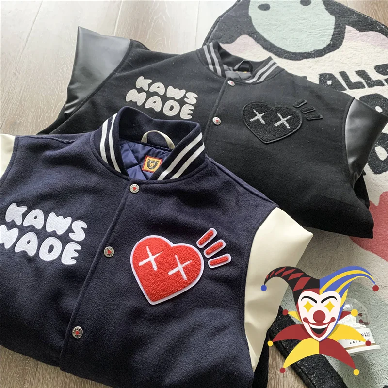 

Human Made Varsity Jacket Sheep Embroidery Leather Sleeve Men's Women's Baseball Jacket