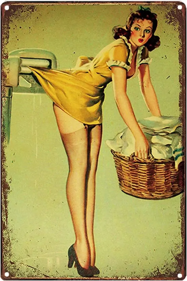 

Original Retro Design Laundry Beautiful Tin Metal Signs Wall Art | Thick Tinplate Print Poster Wall Decoration for Garage