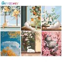gatyztory paint by number cat animals diy pictures by numbers kits drawing on canvas hand painted painting art gift home decor