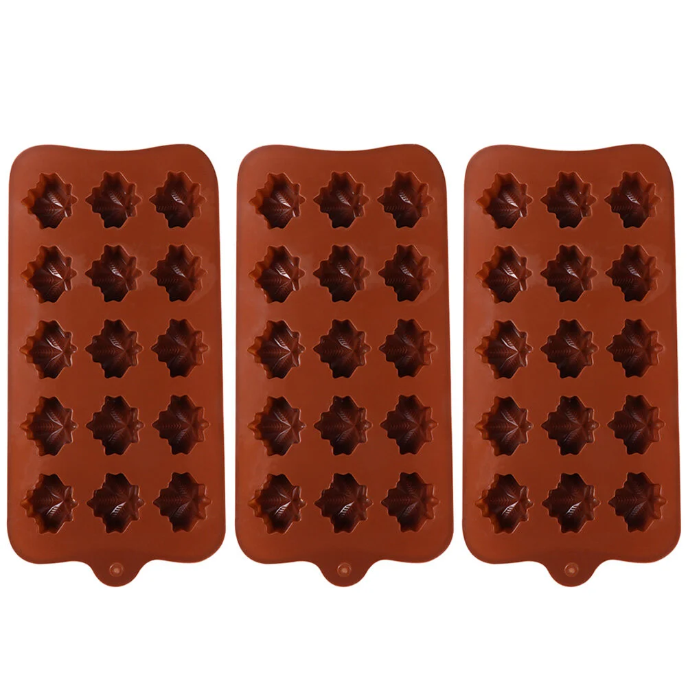 

3 Pcs Resin Silicone Molds Cake Tray Maple Leaf Gummies Baking Candy Silica Gel Child