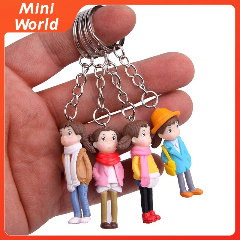 

4Pcs/Set Cartoon Winter Clothing Character Model Figures Keychains PVC Cute Cartoon Kawaii Kids Gift Toys Backpack Pendant