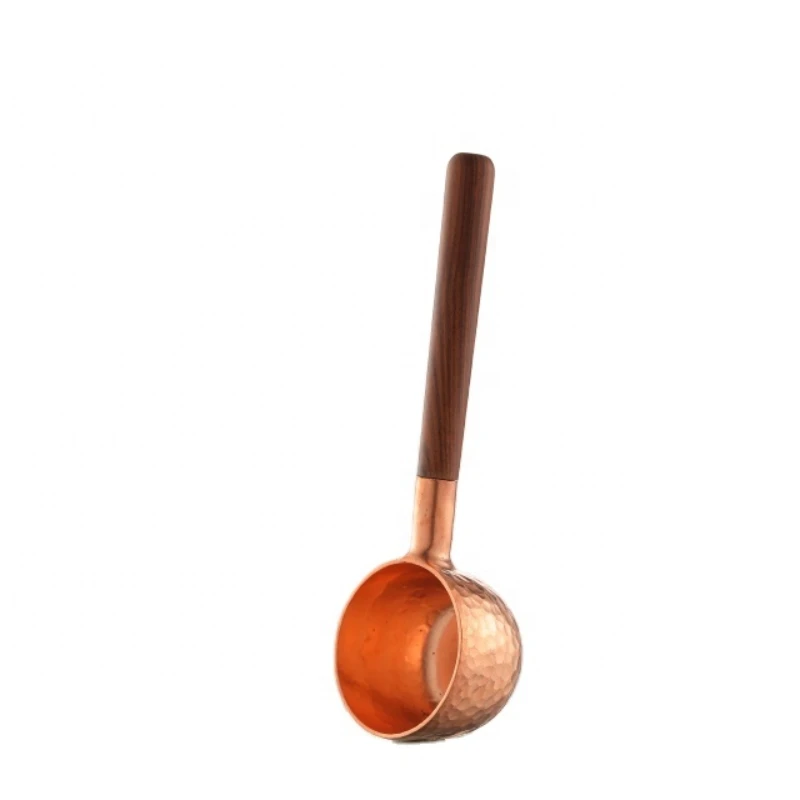 Luxury  High Quality Kitchen Hand Made Rose Wood Handle Milk Power Copper Tea Coffee Scoop