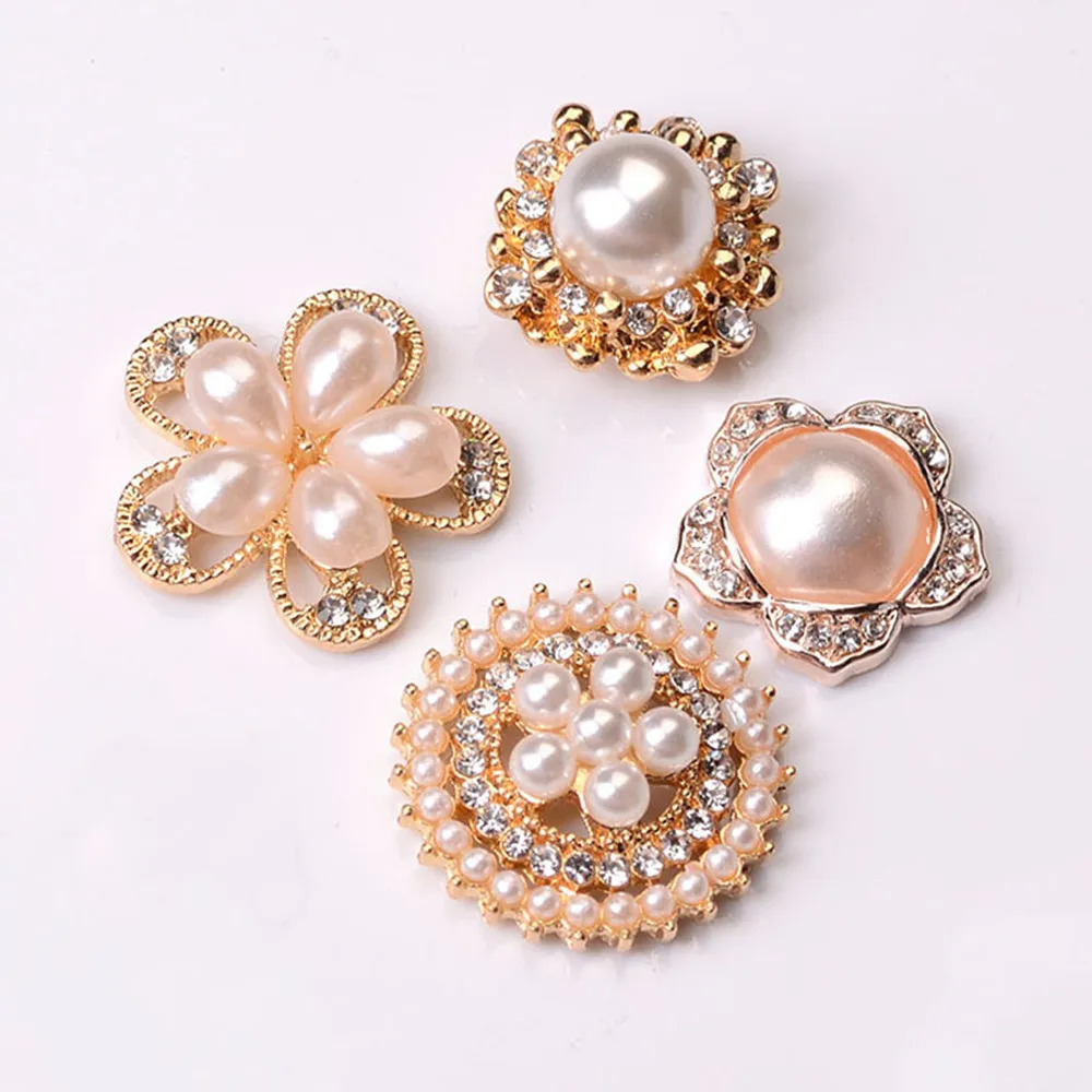 

Жемчужные пуговицы в форме цветка Стразы, ювелирные аксессуары с плоским дном, 20 шт., украшения ручной работы «сделай сам»