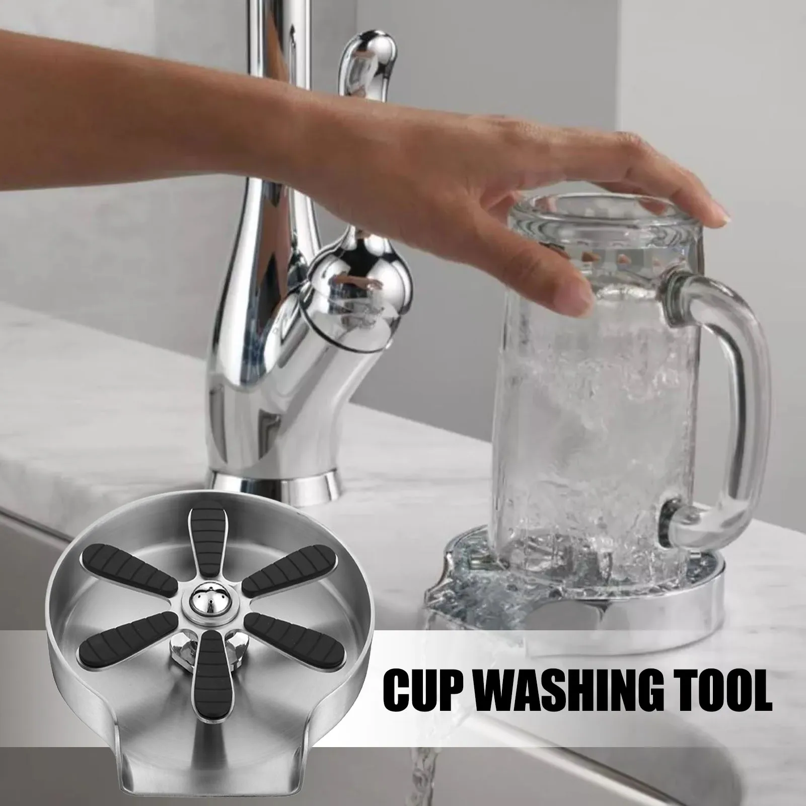 

Glass Rinser For Kitchen Sink Cup Washer Sink Attachment Automatic Bottle Washer Cleaner With Anti-Slip Rubber For Home Bar