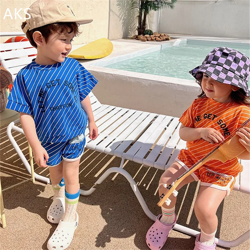 2022 Summer New Baby Short Sleeve T Shirts + Shorts 2pcs Clothes Set Children Casual Suit Letter Print Baby Boy Girl Outfits