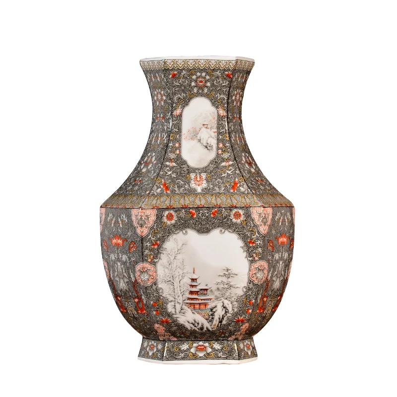

Jingdezhen enamel color ceramic vase furniture living room flower arrangement new Chinese style study porch decoration vases