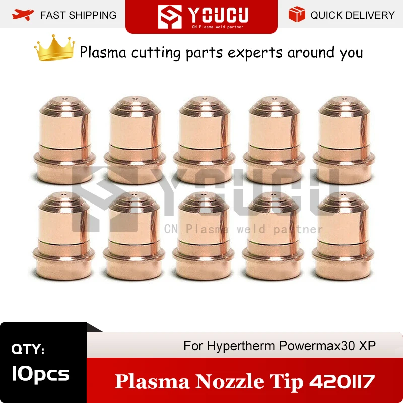 

YOUCU 10pcs 420117 Plasma Nozzle Tip For PowerMax30 XP Plasma Cutter Torch Buy 50pcs Give away 10pcs
