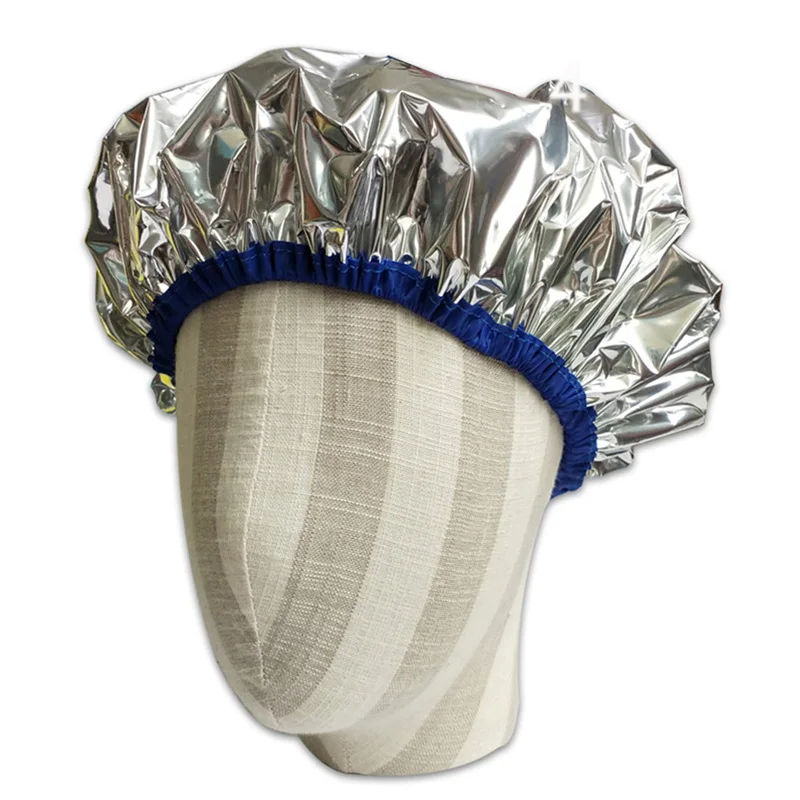 27/28/30cm In Diameter Shower Cap Heat Insulation Aluminum Foil Hat Elastic Bathing Cap For Women Hair Salon Bathroom images - 6