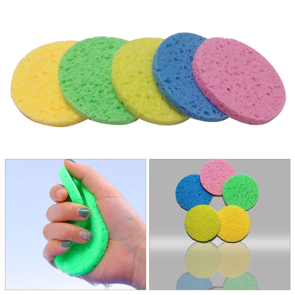 

50 Pcs Makeup Sponges Round Supplies Pads Face Convenient Facial Washing Wood Pulp Cotton