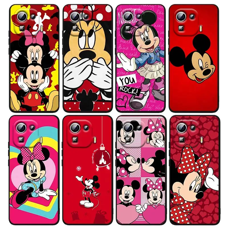 

Red Mickey Minnie mouse Phone Case For Xiaomi Mi 13 12T 12S 12X 12 11 11T 11i 10T 10 Pro Lite Ultra 5G Cover Black Funda