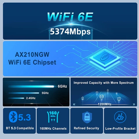 Intel AX210NGW WiFi 6E сетевая карта Bluetooth 5.3