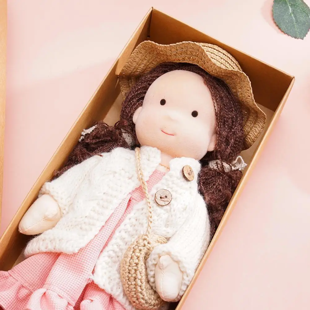 

Плюшевая кукла ручной работы, вязаные шерстяные кудри, тканевая кукла для девочки с платьем, одежда, мягкие плюшевые куклы Waldorfs, лучший подарок для детей