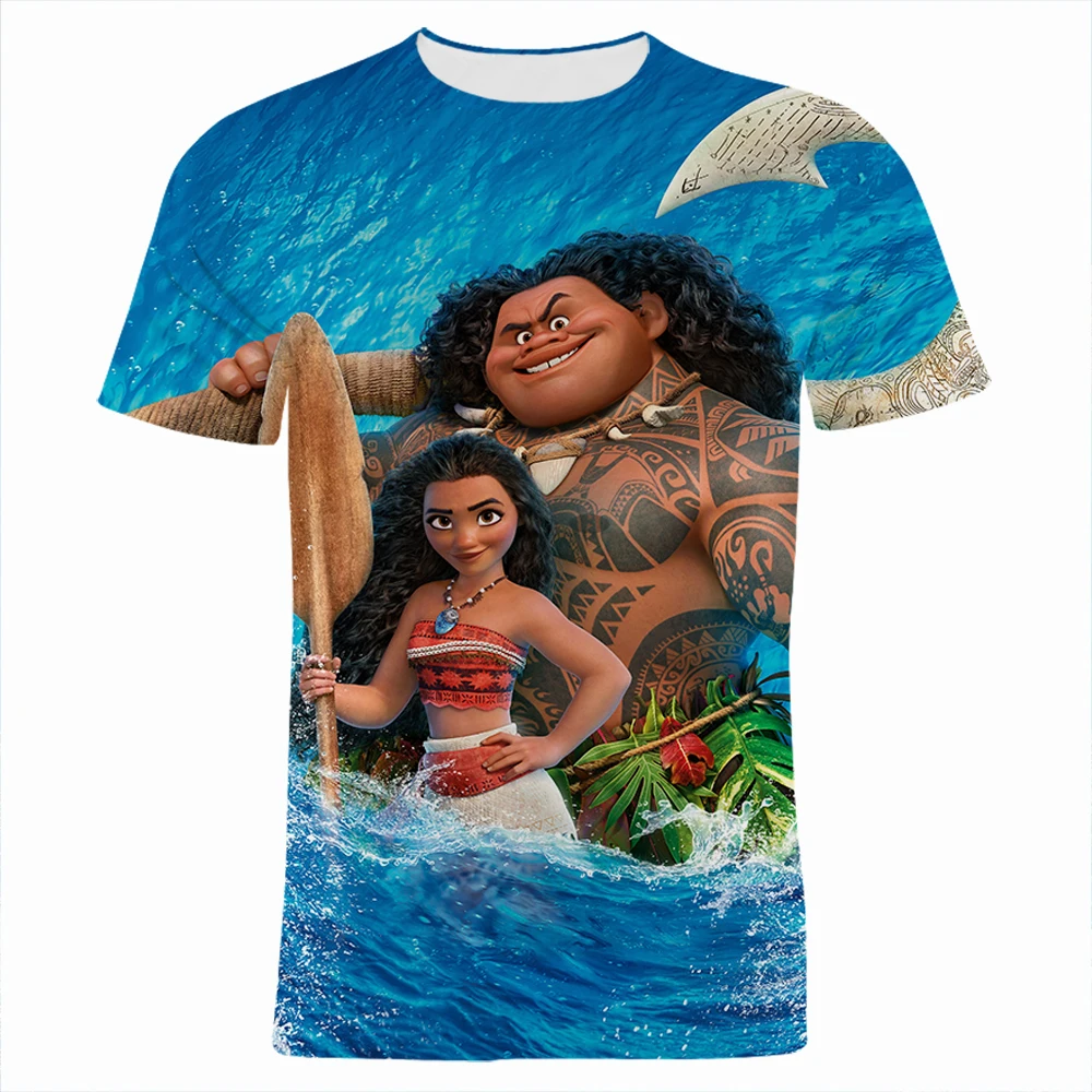

2022 New Summer Men's T Shirt Disney Movie Moana 3D Print Boy Cartoon Anime T Shirt Short Sleeve T Shirt Top