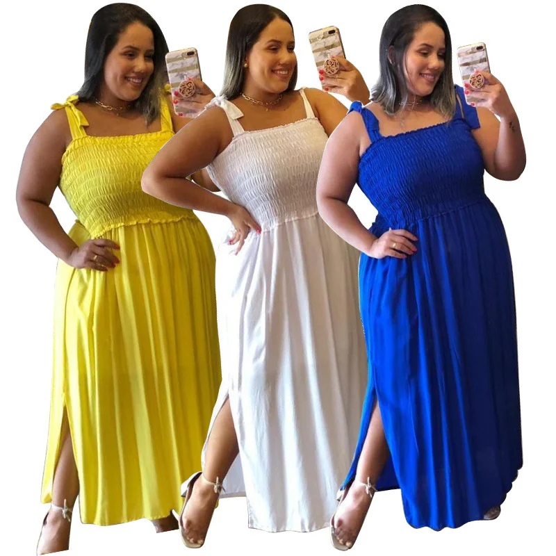 Plus Size Summer 2023 Women Dresses 4xlwholesale Sexy Elegant Party Halter Loose New Full Length Dress Street 3xl 4xl 5xl 6xl