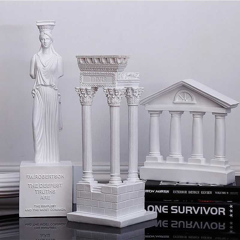 

Ancient Greek temple architectural model Roman column decoration European decoration gypsum column resin sculpture home decor