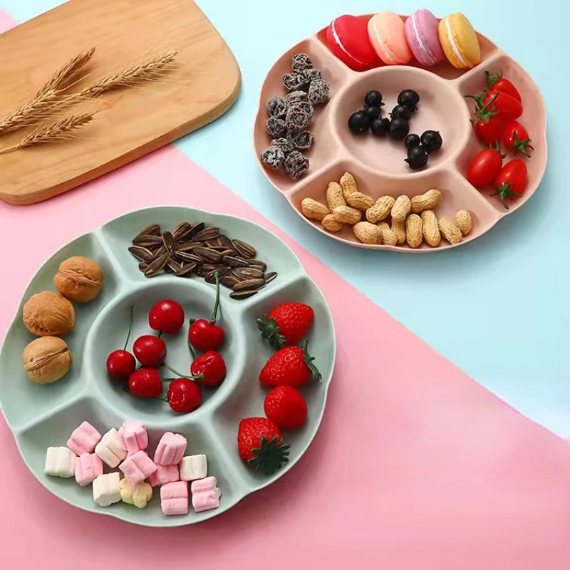 

Multi-function Plastic Fruit Plate Dessert Tray Plate Snack Dish 6 Compartments Plastic Plates for FoodHigh Quality Dish