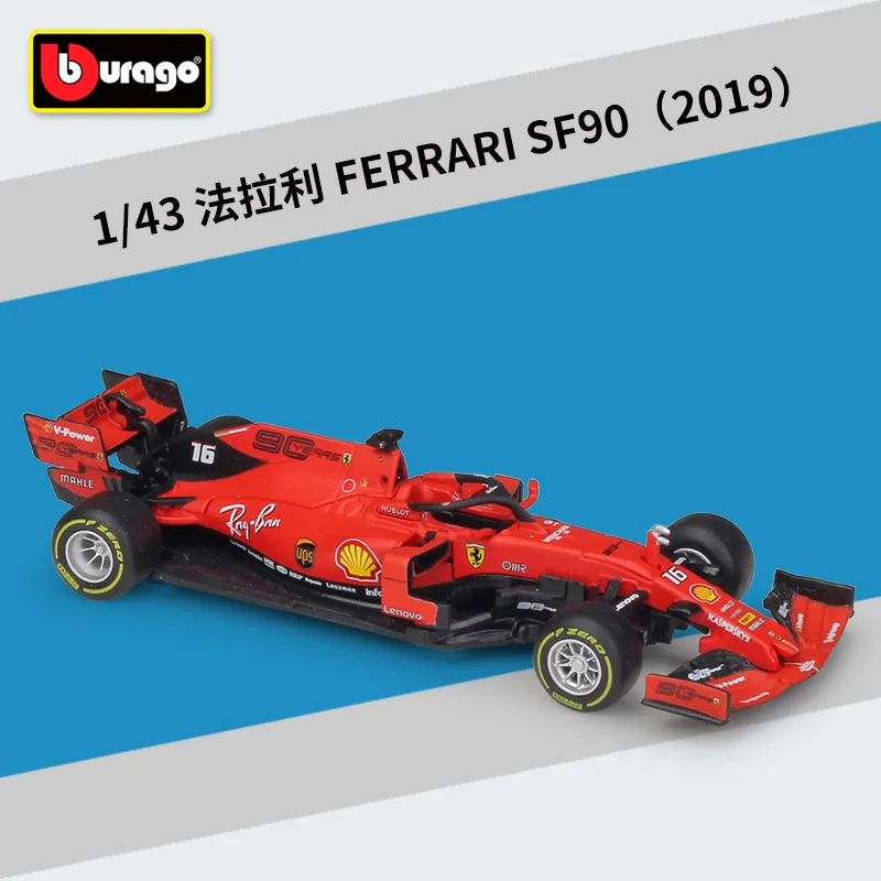 

1/43 Scale Diecast Car Model Toys SF90 Racing F1 2019 Bburago Die-Cast Metal Vehicle For Gift Boys Kids Friend Collection