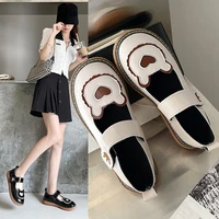 kawaii lolita shoes cute bear patchwork zapatillas mujer girls mary jane shoes pu japanese style student shoes sweet shoes women