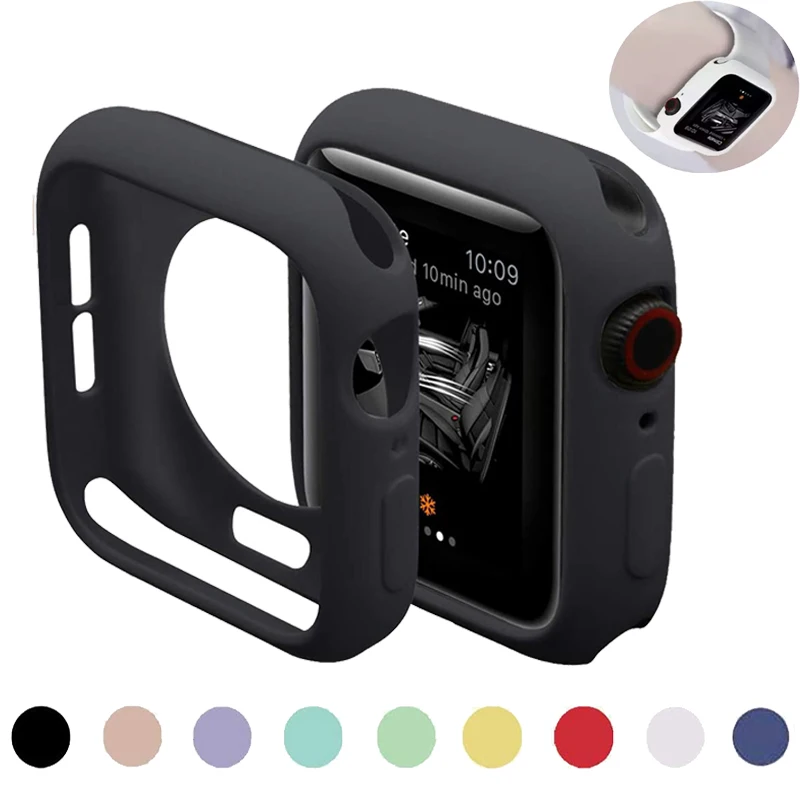 

Чехол для Apple Watch 45 мм 41 мм 44 мм 40 мм 42 мм 38 мм, мягкий силиконовый бампер карамельного цвета, защитная оболочка для IWatch 7 4 5 6 SE 3 2 1