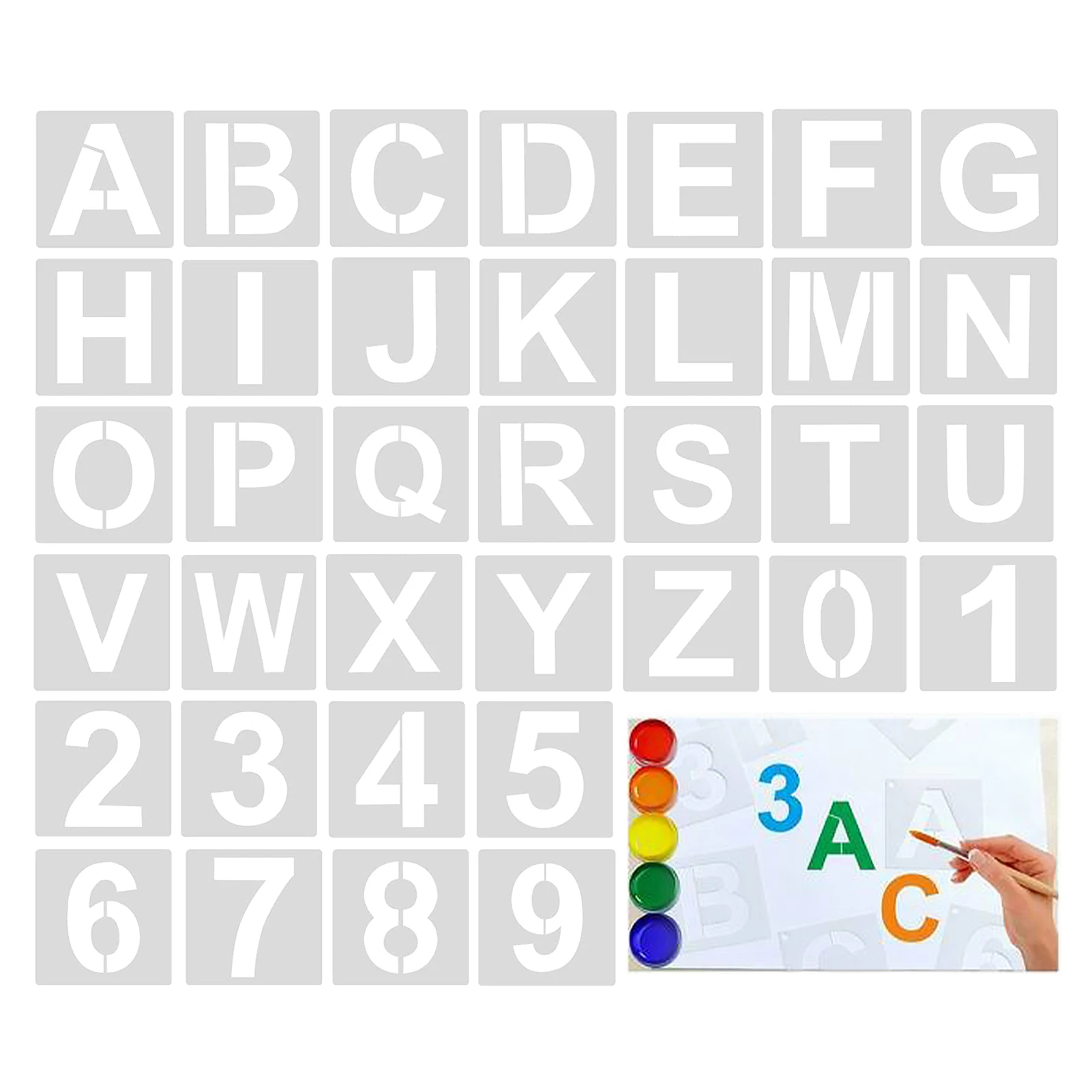 

72pcs/2sets Reusable For Spraying Easy Use Template DIY 1inch 2inch Letter Number Stencil Painting Washable Art Project Craft