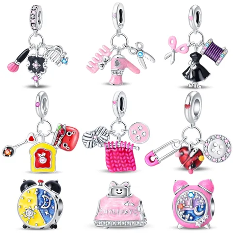 Оригинальный 100% натуральный стерлингового серебра 925 пробы, костюм мастер, кулон, подходит для браслета, сделай сам, подвеска для женщин, ювелирные изделия, модный подарок