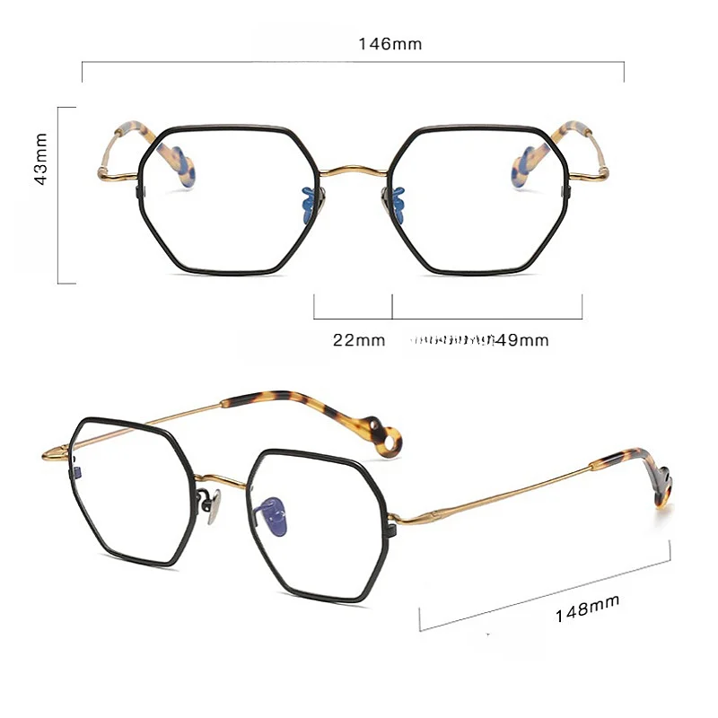 Ретро оправа для очков из чистого титана модная многоугольная мужчин и женщин