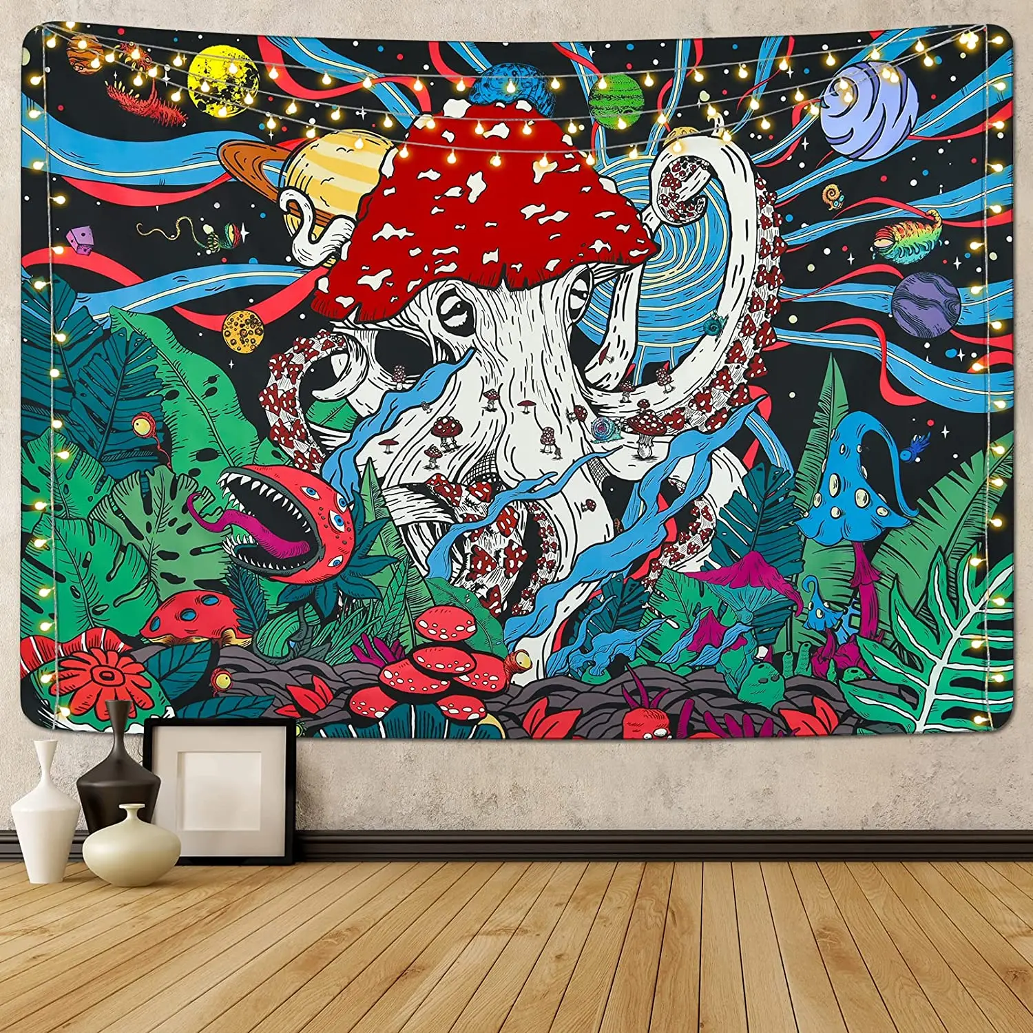

Mushroom Tapestry Planets Tapestries Plants Monster Octopus Aesthethic Art Space Galaxy Tapestry Wall Hanging for Room Decor