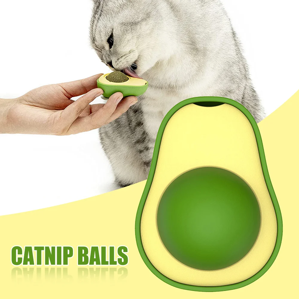 

Catnip Balls Avocado Shaped 360 Degree Rotating Edible Cat Lick Toy Stay Healthy Catnip Balls Catnip Licking Toys PR Sale