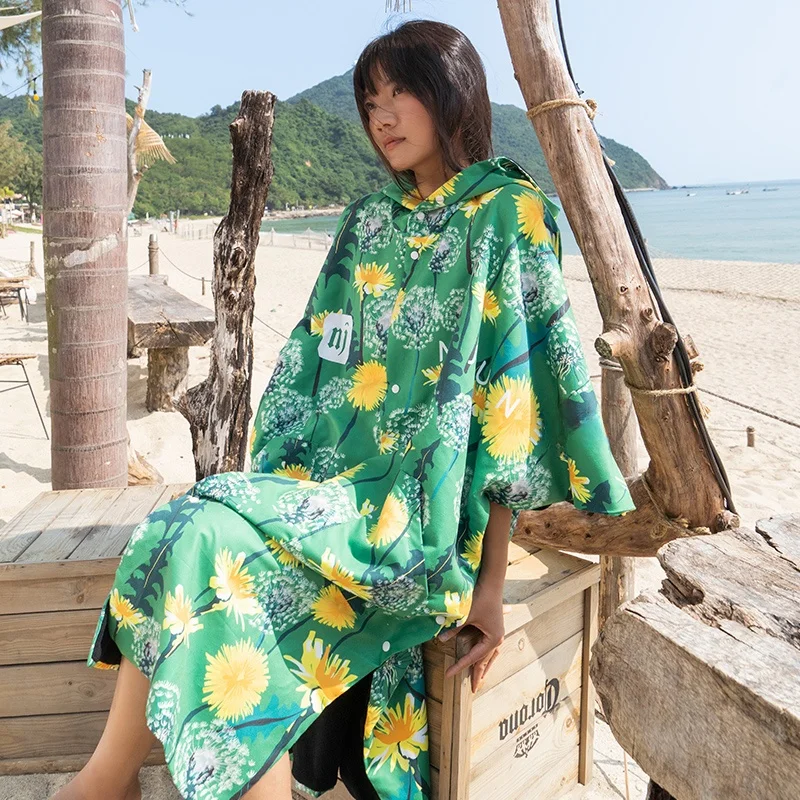 Nu-June Diving Towel Clothing Men's and Women's Quick-Drng Surfing Poncho Absorbent Beach Fleece-lined Warm Swimming ...