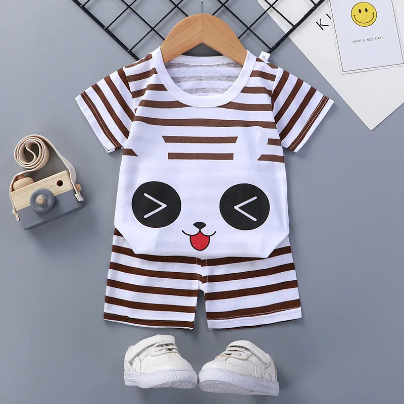 Summer Kids Clothes Cotton Infant Newborn Short Sleeves Suits Tops + Pants Baby Toddler Boy Clothing Sets Children Girl Outfits