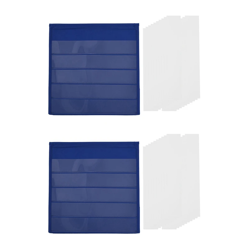 

2X Tabletop Desktop Pocket Chart Table Top with Bonus 20X Dry Erase Cards,Desktop Tabletop Teaching Pocket Chart