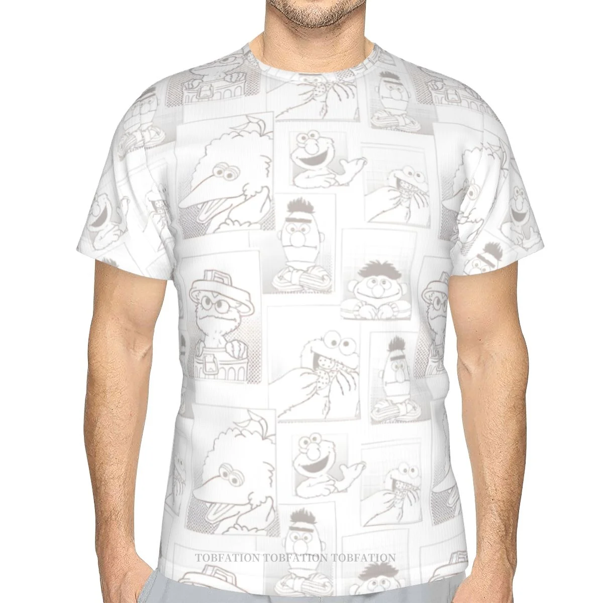 

Футболка мужская с коротким рукавом, дышащая ретро-футболка с 3D принтом Элмо, из полиэстера, с принтом сериала 88 s