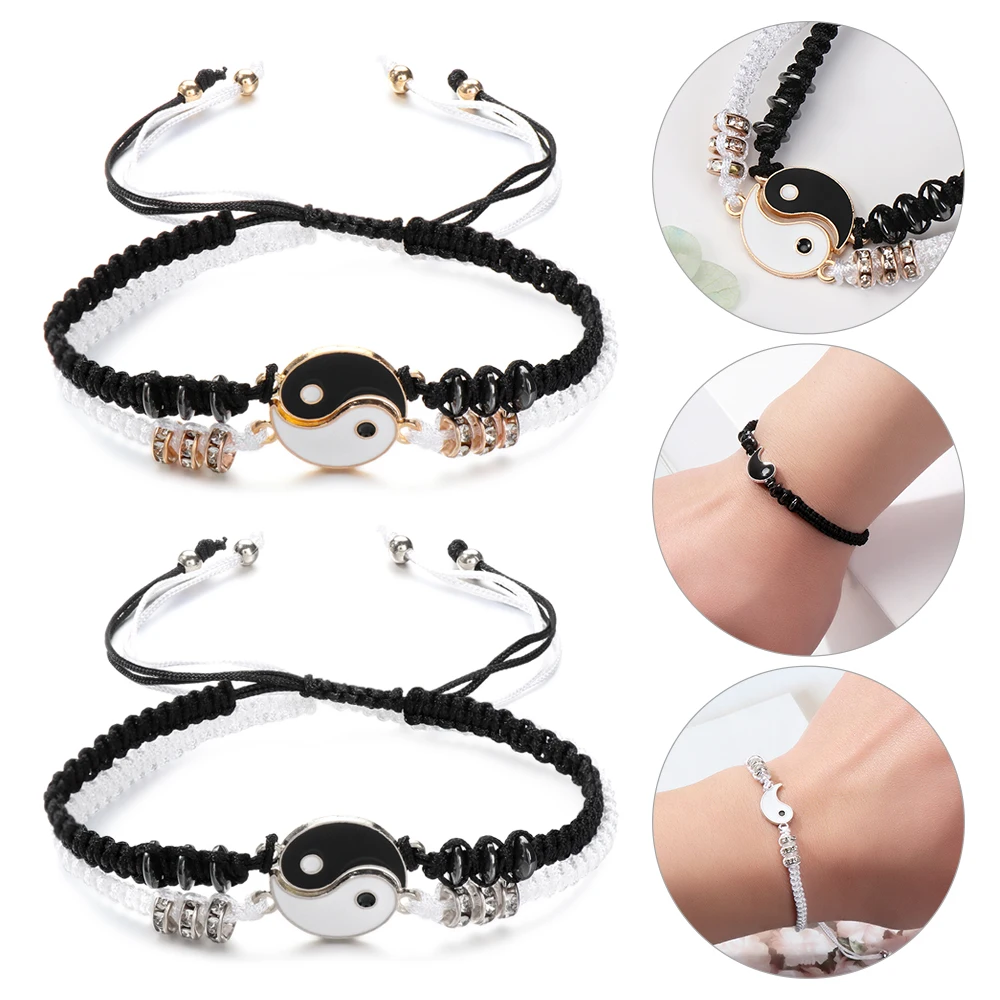 

Couple Jewelry Birthday Fashion Braided Hand Rope Yin Yang Charm Pendant Bracelet Wristband