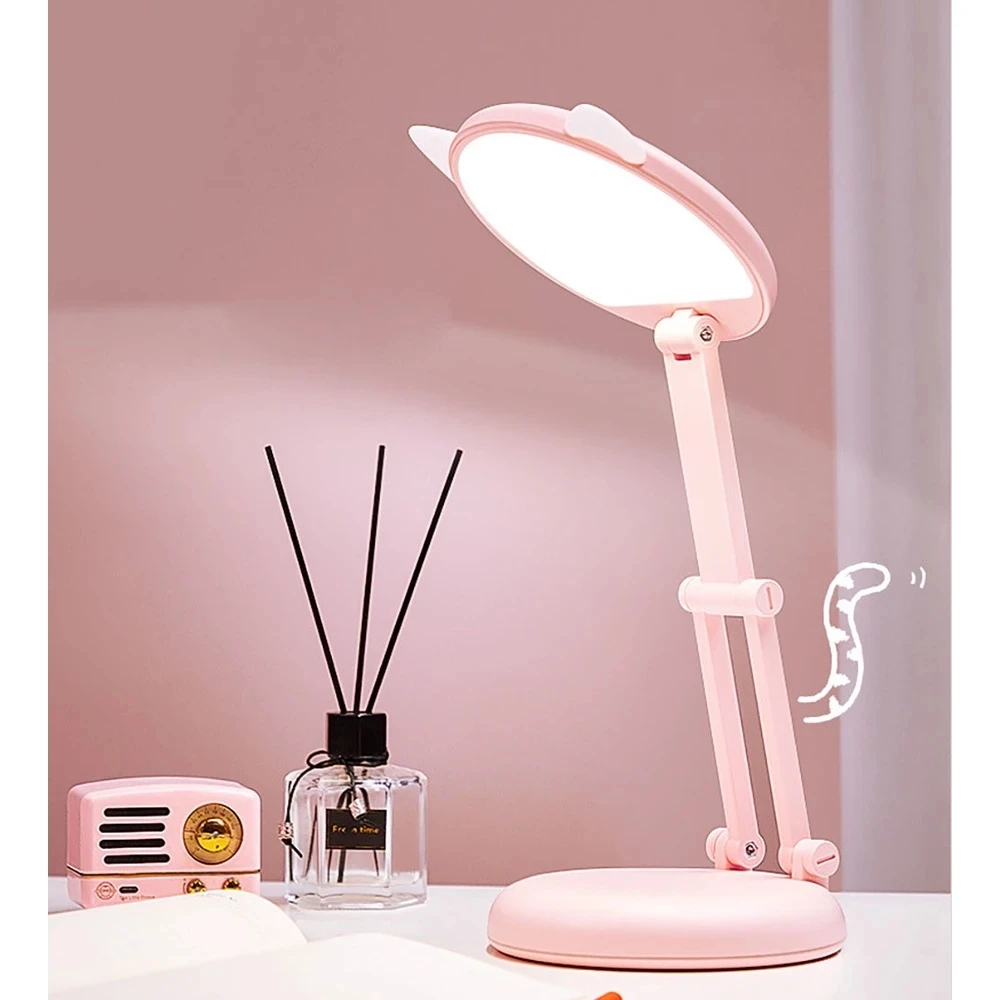 Folding Desk Lamp Cute Lamp Eye Protection Table Lamp Pink Cat Ear Lamp Portable Lighting 2023 Novelty Light Night Light