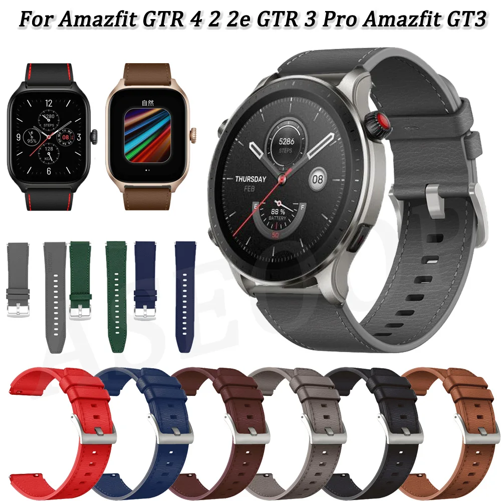 

22mm Leather Strap For Amazfit GTR 2 4/3 Pro/Stratos Band Wristband Huawei Watch 3 Pro/GTR 2 eSIM Bracelet Sport Watchand Correa