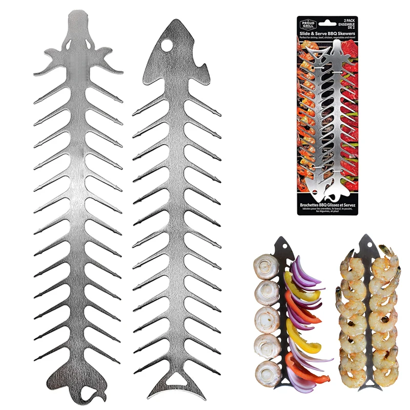 

Bbq Wide Skewers Grill Tools Outdoor Barbecue Tools Reusable Stainless Steel Skewer Camping Accessories Cooking Kitchen Gadgets