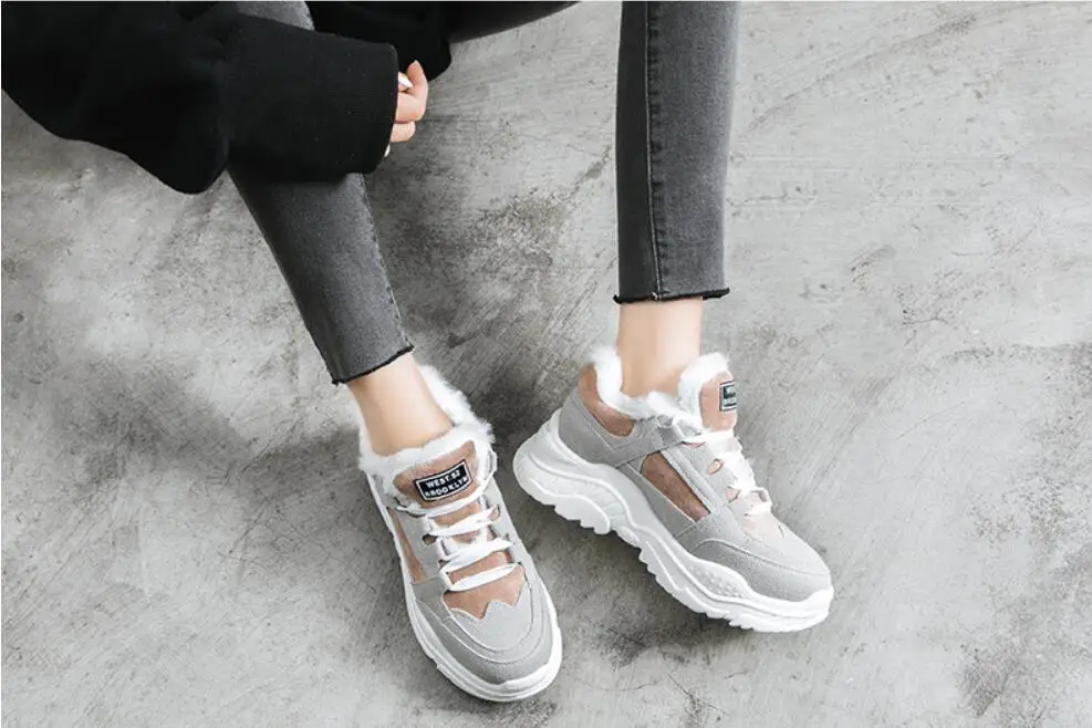 2022 winter warm platform women's snowshoes plush women's casual sports shoes artificial suede women's snow boots warm shoes