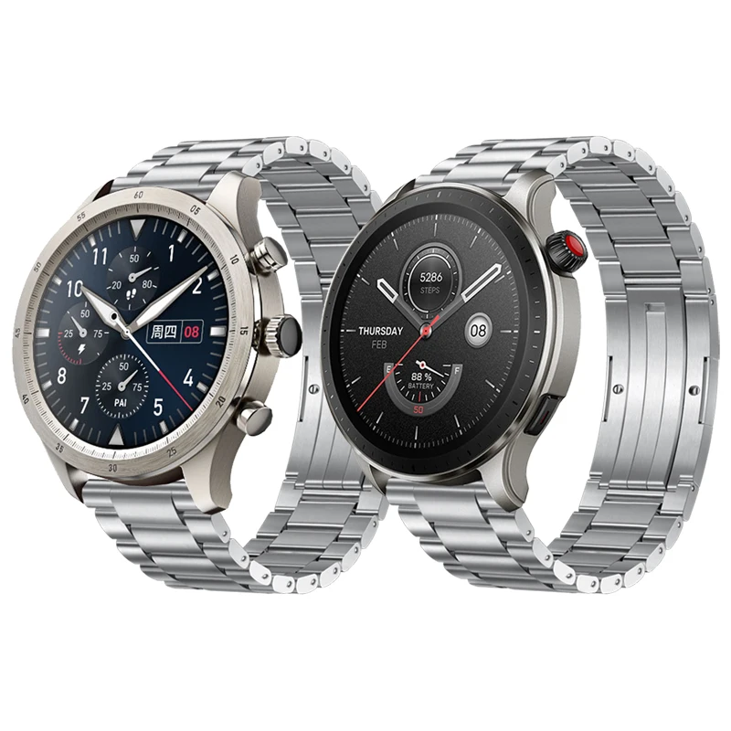 

Titanium Metal Link Band For Amazfit GTR 4 2/3 Pro 2e Stratos 3 Strap 22mm For Zepp Z Wristband Bracelet watchband accessories