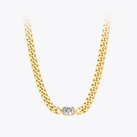 enfashion wide zircon chain necklaces for women gold color goth necklace choker stainless steel collier fashion jewelry p213234