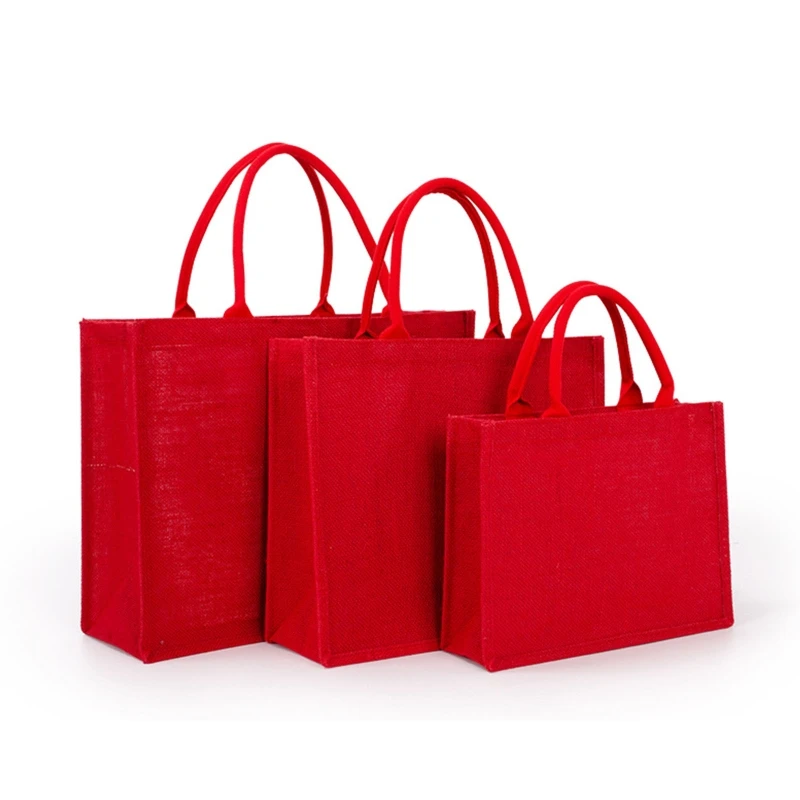 

Jute Burlap Tote Bag with Handles Large Capacity Reusable Grocery Shopping Handbag Beach Wedding Gift Bags for Women