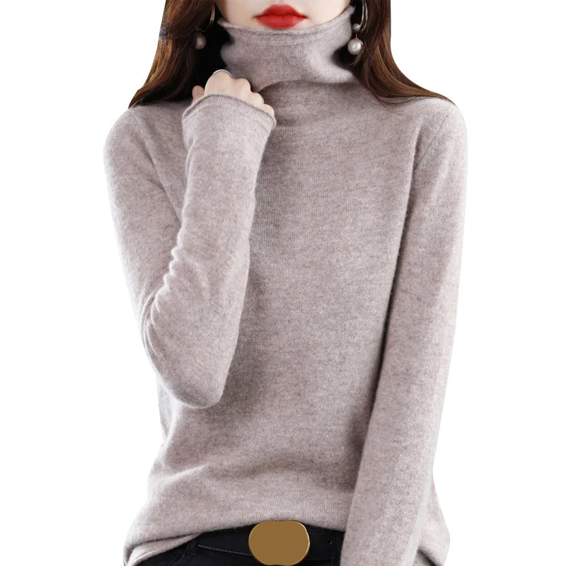 

1 шт., женские пуловеры, однотонная яркая Облегающая водолазка, зимние Джемперы, Шерстяная трикотажная одежда для зимы