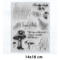 mushroom and plants clear stamp for diy scrapbooking card fairy transparent rubber stamps making photo album crafts template