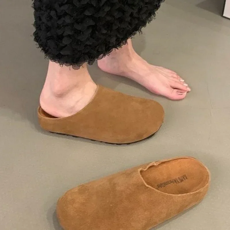 Женские шлепанцы с закрытым носком повседневные уличные сандалии плоская