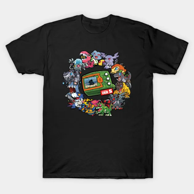 

2021 Men/Women's Summer Black Street Fashion Hip Hop Version 5 Limited Time B Digimon T-shirt Cotton Tees Short Sleeve Tops