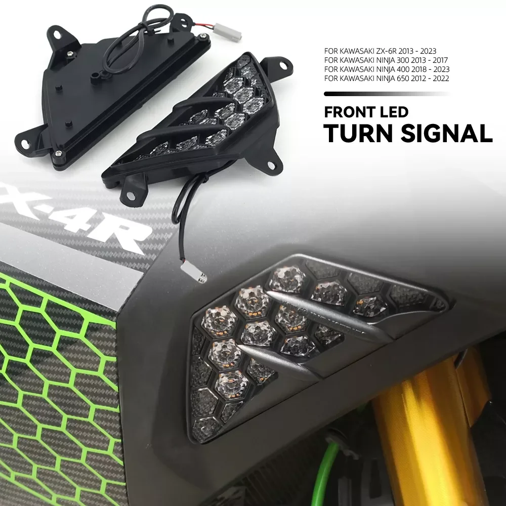 

NEW2023 Accessories for kawasaki Ninja NINJA 300 400 650 1000 LED Front Turn Indicator Blinker Signal Light ZX6R ZX-6R 2013 - 20