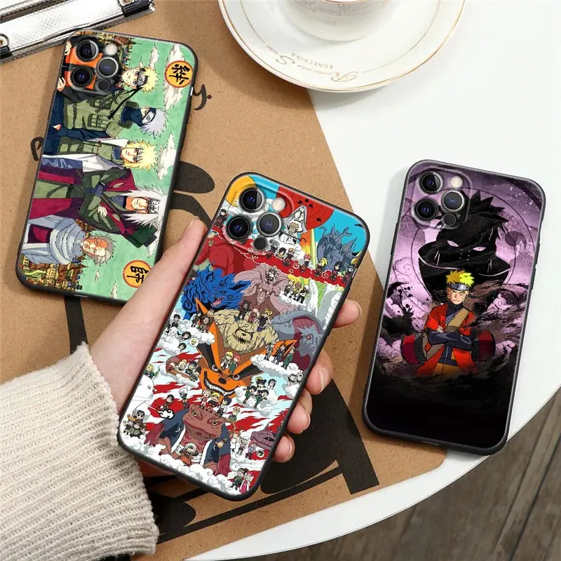 

Naruto Black Coque Silicone Phone Case for IPhone 12 11 13 Pro Max XS XR X 8 7 Plus SE Cover Japanese Ninja Narutos Anime Fundas