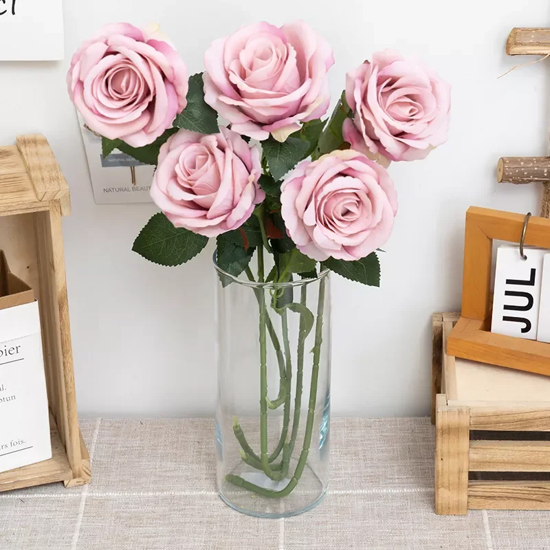 

1pc/5pc Beautiful Silk Artificial Rose Flowers Wedding Home Table Decor Long Bouquet Arrange Fake Plant Valentine's Day Presents