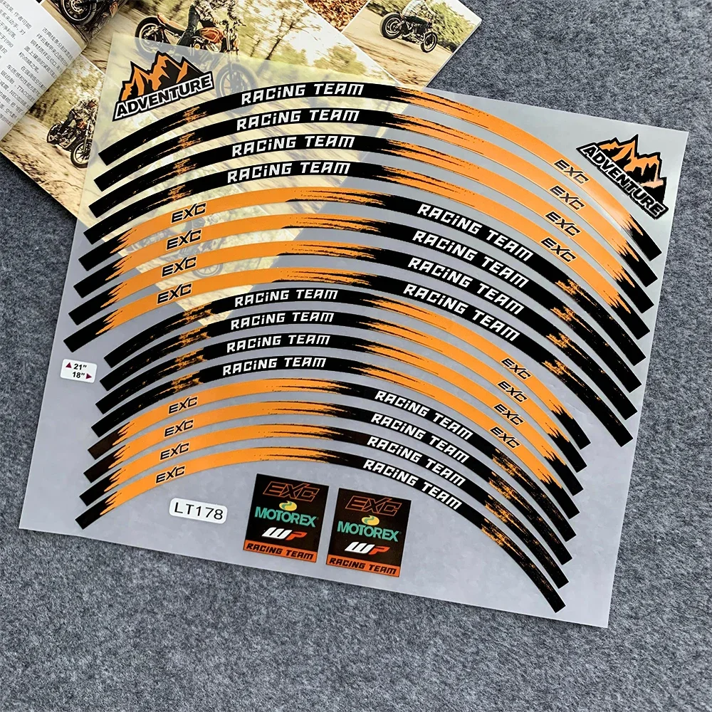 

Для 21 "18" колеса KTM 125 EXC 125/250/300/350/450/500 гоночные колеса мотоциклетные наклейки на шины светоотражающие наклейки на обод